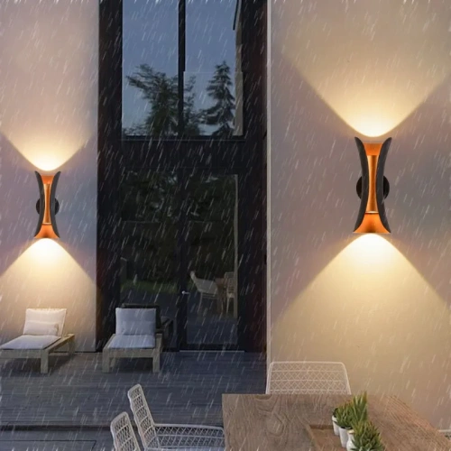 Black Golden Outdoor Wall Scone Curved Wall Lamp Modern LED Outdoor Waterproof Wall Lamp 20W 3000K,Outdoor Porch