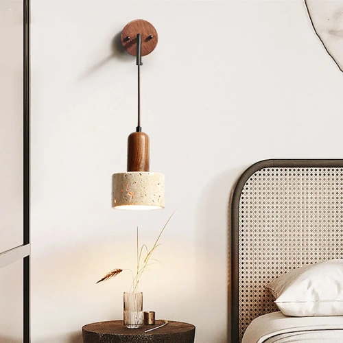 Huangdong stone wabi-Sabi wind bedroom bed wall lamp cream wind living room medieval designer retro home lamps
