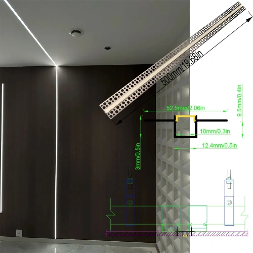 52*13mm  LED Aluminum Profile Channel for Ceiling Wall Light Aluminium LED Strip with Milky Cover and LED Strip