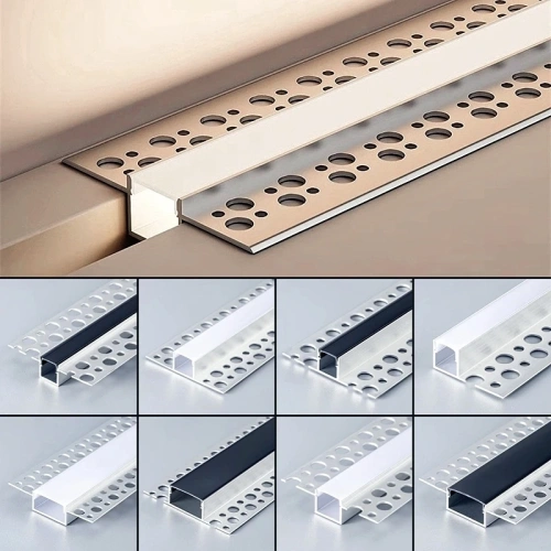 Borderless Ceiling Edge LED Aluminum Profile Recessed Embedded Channel Black Diffuser Wall Floor Stair Bathroom Bar Strip Lights