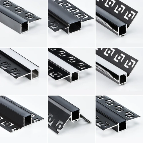 1m/pcs Rimless Black LED Aluminum Profiles Invisible Embedded Ceiling Drywall Channels Wall Decor Bar Linear Strip Lighting