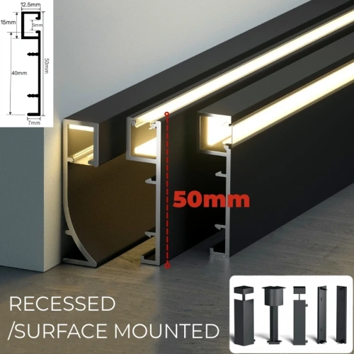 1m Hidden Corner LED Skirting Line Aluminum Profile Recessed Backlight Baseboard Connector Wall Trim Floor Bar Strip Light