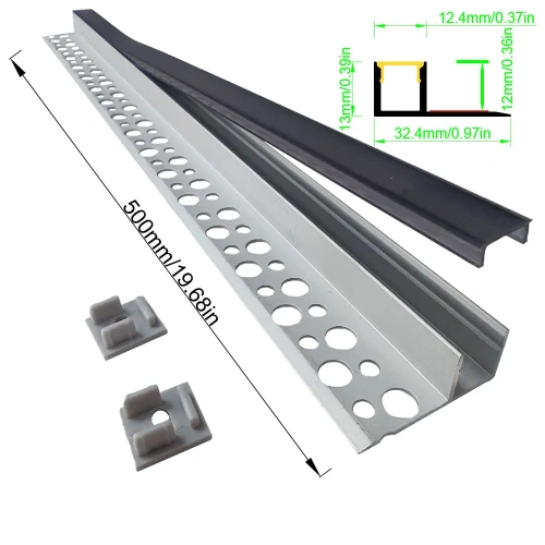 32×13 2PCS 0.5M LED Aluminum Profile Strip with Black Cover Embedded in Ceiling and Wall Commercial and Home Lighting