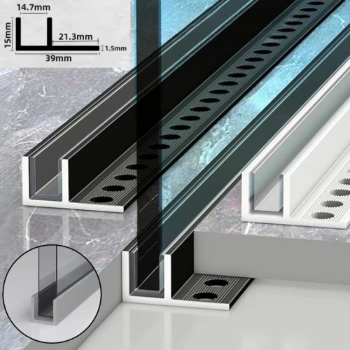 Bathroom Glass Board LED Aluminum Profile Embedded F-shaped Waterproof Channel Layer Shelf Splint Shower Cabinet Bar Strip Light