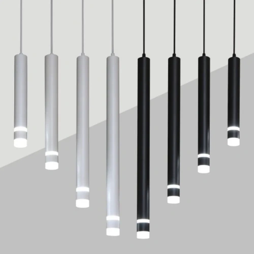 Dimmable Anti-Glare LED Chandelier Long Barrel Pendant Lamp 7W 12W 15W for Restaurant Bar Small Living Room Hotel Reception Wall