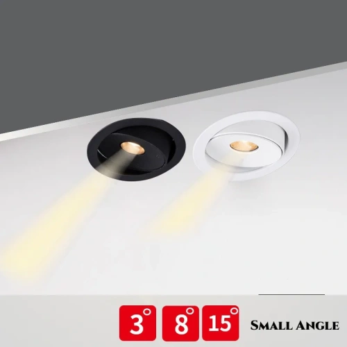 Dimmable Recessed LED COB Embedded 7W Ceiling Lamp Fixture Downlight Focus Mini Spotlight Narrow Beam Angle 3°8°15° Wine Cabinet