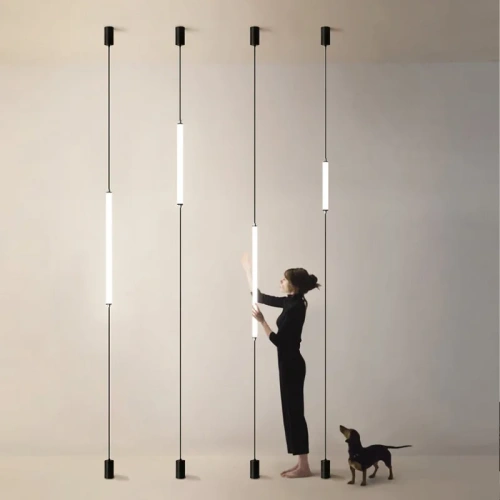 Italy Design Bedroom Bedside LED Floor Lamps Acrylic Sconces Long Line Light Modern Black Hotel Living Room LED Floor Light Home