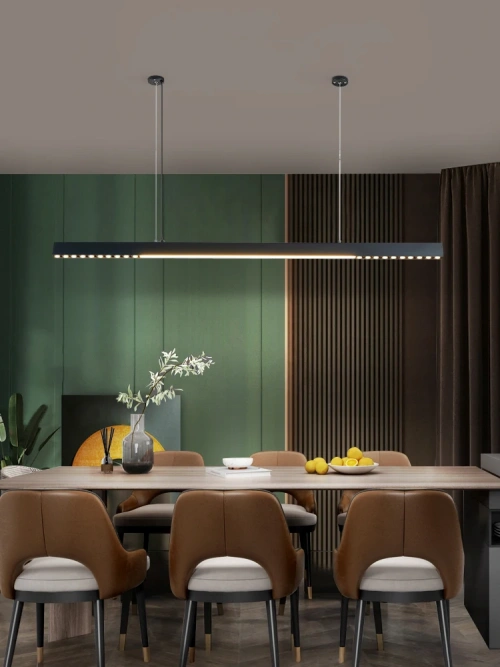 Minimalist dining room chandelier Nordic modern kitchen island table led lamp office without main lamp one word long chandelier