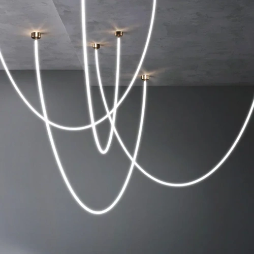 Italian Design Minimalist Line Chandelier Model Room High Loft Duplex Villa Staircase Restaurant Pendant Lights Home Decor LED