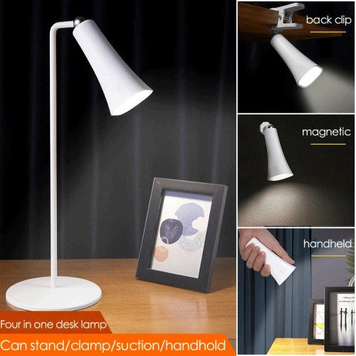 Multifunctional LED Desk Lamp with Clip/Magnetic/Handheld/Stand USB Type-C Rechargeable Touch Control Dimming for Reading Office