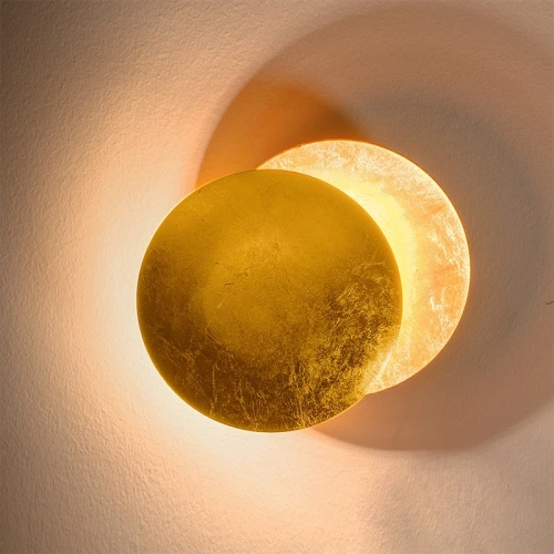 Creative Moon Eclipse Aisle Wall Light Corridor Bedside Lamp Living Room Round Gold Copper LED Sconce